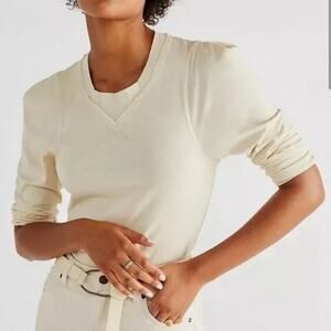 Free People We The Free Puff Shoulder ‘Clover’ Cotton Top – Cream M